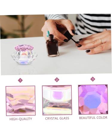 VINTORKY Clear Nail Polish 1pc nail art crystal cup nail tools manicure nail art cups crystal art glass crystal cup with lid self made crystal cup for nail art Hexagon Cups 7.5x6cm Pink - Buy Online on GoSupps.com