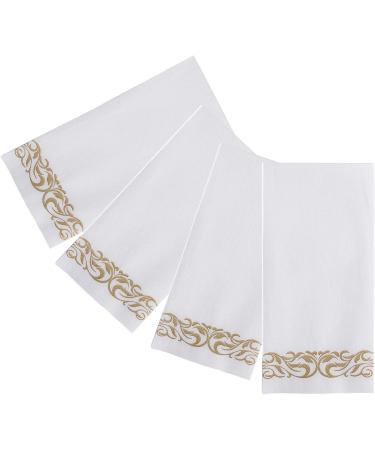 100 Pack Gold Disposable Bathroom Napkins - Single-Use Guest Towels for Kitchen, Parties, Weddings - Soft & Absorbent Linen-Feel Hand Towels - Buy Online on GoSupps.com