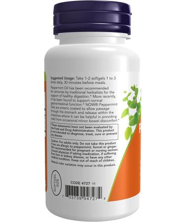Now Supplements Peppermint Gels with Ginger & Fennel Oils - Digestive Support - 90 Enteric Coated Softgels - Buy Online on GoSupps.com
