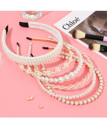 Sliverdew 6 Pack Pearl Headband Set for Women - White Faux Pearl Rhinestones Hairbands for Bridal & Wedding Hair Accessories - Buy Online on GoSupps.com