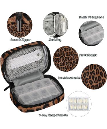 Leopard Print Weekly Pill Organizer & Travel Bag - Seven-Day Vitamin & Supplement Holder - Buy Online on GoSupps.com