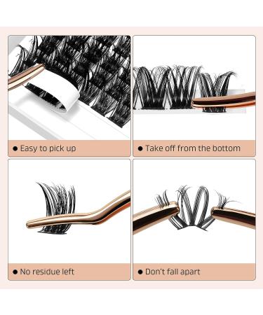 Lash Clusters DIY Eyelash Extensions 72 Pcs D Curl 8-16mm | Thin Stem Individual Cluster Lashes for Self-application | Reusable Wisps (H-02 D Curl 8-16mm) - Buy Online on GoSupps.com