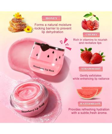 QIUFSSE 5PCS Lip Scrub and Mask Set Cherry Strawberry and Honey Pot Lip Balm 2PCS Lip Exfoliator Scrub and Moisturizer Clean and Repair Reduce Fine Lines Natural Ingredients Cruelty Free - Buy Online on GoSupps.com
