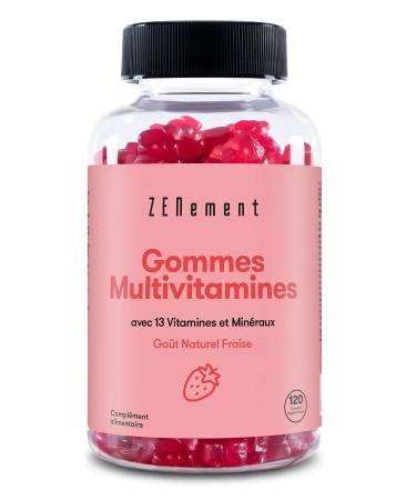 Multivitamin and Mineral Gums for Children and Adults 120 Gummies | Natural Strawberry Taste | With 13 Vitamins and Minerals | Gelatin-Free Vegetarian Gluten Free | Zenement