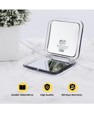 LONTAN Compact Travel Mirror 15X Magnification | Black Pocket Makeup Mirror for Handbag | Small Magnifying Mirror Gift for Girls | Square 8.5cm x 8.5cm - Buy Online on GoSupps.com