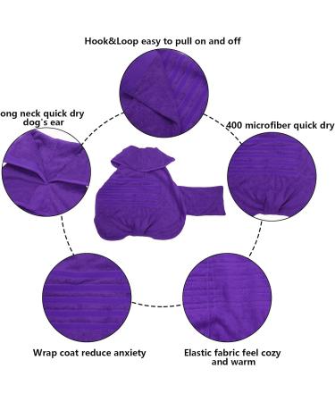 Dog Microfibre Drying Coat Robe - Purple - XLarge (57-60cm) - Super Absorbent & Anxiety Relief for XS to Large Breeds - Buy Online on GoSupps.com