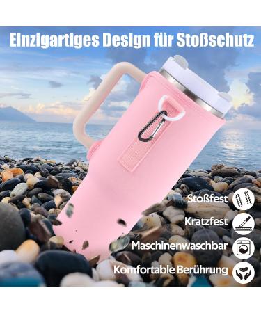 Praoahei Bottle Holder with Bag - Compatible with 40oz Stanley Cup & Thermos Adjustable Strap for Hiking & Cycling - Pink Water Bottle Holder - Buy Online on GoSupps.com