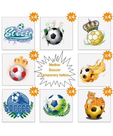 Metker Soccer Sports Waterproof Temporary Tattoos - 140 Piece Soccer Theme Individual Stickers for Adults and Kids - Ideal for Parties and Group Events - Buy Online on GoSupps.com