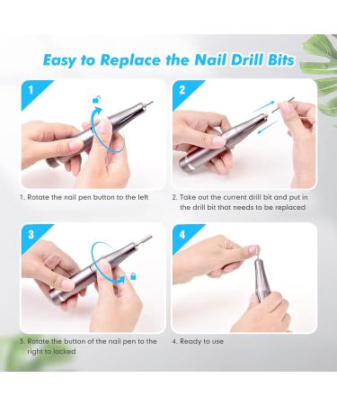 ROVLAK Electric Nail File 35000RPM Professional Electric Nail Cutter Rechargeable Cordless Pedicure Manicure Set with LED Display for Acrylic Gel and Cuticle Removal - Buy Online on GoSupps.com