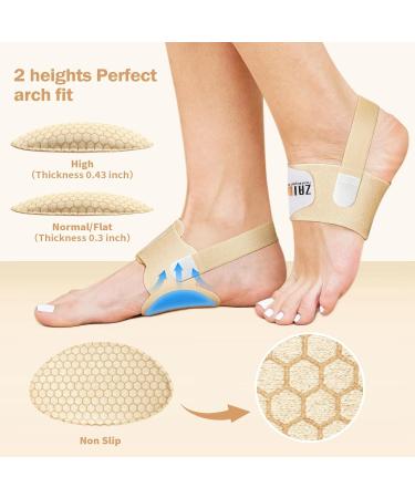 Arch Support Strap for Plantar Fasciitis Relief | Non-Slip Wearable Design | 2 Pairs of Adjustable Arch Pads for Flat Feet & High Arches - Beige - Buy Online on GoSupps.com