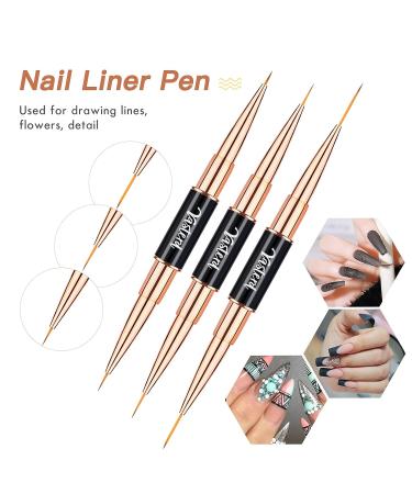 Yasterd Nail Art Brush Set - 5pcs Professional Double-Ended Brushes for Nail Design, Long Lines, Ombre, and 3D Effects - Ideal for Gel Polish and Acrylic - Black - Buy Online on GoSupps.com