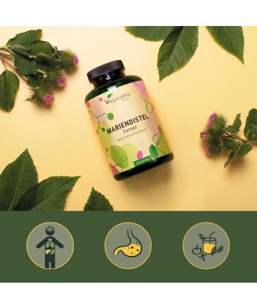 Vegavero Marie Thistle | 365 Capsules | With 80% Silymarin + 30% Silybin | No Additives | Natural Liver Deturative + Digestion | Vegan - Buy Online on GoSupps.com