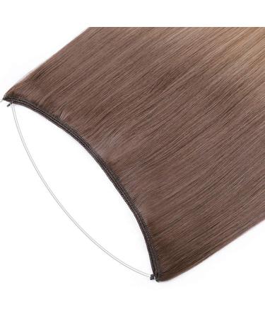 Silk-Co Chocolate Brown Hair Extensions - 50cm Smooth Synthetic with Rubber Band & Invisible Cord | Perfect for Dark Blonde Hair - Buy Online on GoSupps.com
