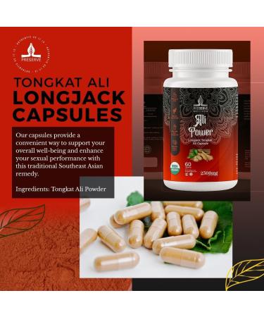 PRESERVE Tongkat Ali 2500mg - 60 Capsules | NFS Certified Longjack Extract Supplement for Men & Women | 2-Month Supply of Long Jack Root Powder Pills - Buy Online on GoSupps.com