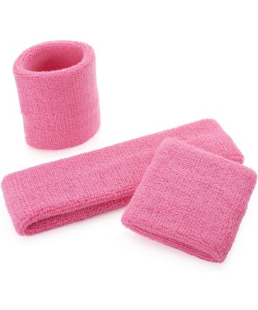 Onupgo Welding Band Set - Striped Terry Sports Training Bracelet & Headband | Sweat Absorbing Moisture Transport Light Pink - Buy Online on GoSupps.com