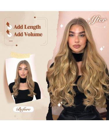 Feshfen Invisible Hair Extensions - Honey Blonde & Platinum Blonde Adjustable Curly 50cm - Perfect for Women - Buy Online on GoSupps.com