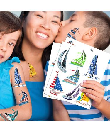 Sailboat Temporary Tattoos Stickers - 105 Pieces Nautical Themed Party Decorations & Favors - Buy Online on GoSupps.com