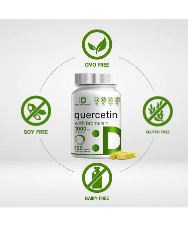 Quercetin 1000mg & Bromelain Formula | 120 Capsules | Immune Support Supplement - Buy Online on GoSupps.com