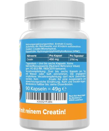 Creatin Capsules 450mg - Pure Vegan Creatine Monohydrate - High-Dose Additive-Free Laboratory Tested for Muscle Building | vitamineULE  - Buy Online on GoSupps.com