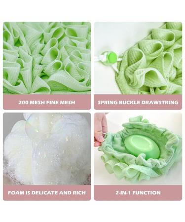 2PCS Fine Mesh Shower Loofah & Soap Storage Washcloth - Portable Exfoliating Bath Sponge with Drawstring for Ultimate Body Scrub - Buy Online on GoSupps.com