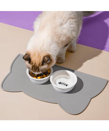 Waterproof Silicone Septillar Bowl Underlay for Cats & Dogs | Slip-Proof Feed Pad | Dark Gray 52x30 cm - Buy Online on GoSupps.com