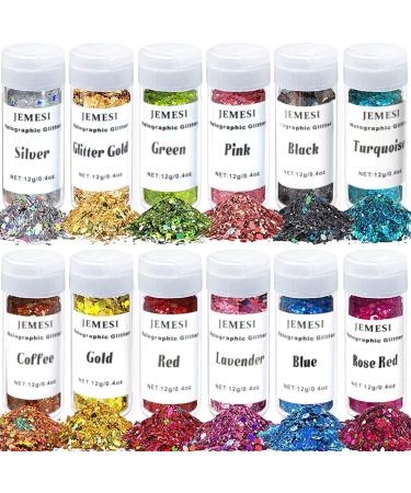 HOLOGRACHIC Chunky Glitter Jemesi 144g Hologrographic Glitter sequin set craft glitter for epoxy resin watering face nail art body slime festival party art colors