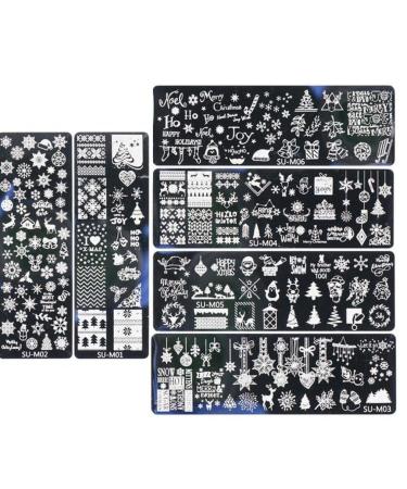 6 pieces Christmas nail Stamper kit art stamping plates snowflakes Christmas tree picture plates manicure template salon art decoration