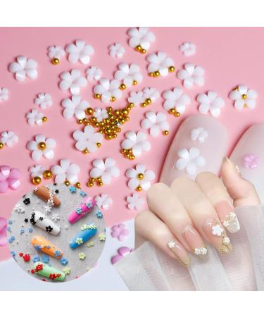3D Colorful Flower Nail Charms - 2 Boxes, 6 Grids, Rhinestone, Pearl, Gold & Silver Beads - DIY Nail Decor for Cherry Blossom Art - Buy Online on GoSupps.com