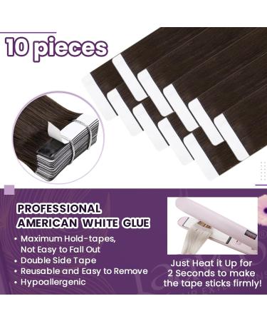 Shop Laavoo Invisible Tape In Extensions - Real Dark Brown Hair 55cm Remy 10PCS #4 | Premium Quality Hair Extensions Online - Buy Online on GoSupps.com