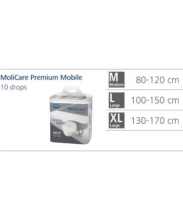 Molicare Premium Mobile Disposable Pants for Incontinence | 10 Drops Size L (100-150 cm) 14 Pieces | Discreet Protection for Men & Women - Buy Online on GoSupps.com