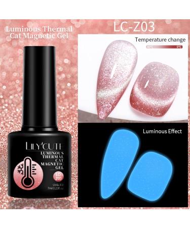 Color Changing Gel Nail Polish Glitter Nail Polish Cat Eye Gel Nail Polish Chameleon Soak Off UV LED Thermal Temperature Nail Art Manicure Glow In Dark Effect Nail Varnish Color: Z03 - Buy Online on GoSupps.com
