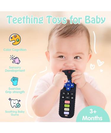 Ausener Baby Teething Toy Set | Silicone Baby Phone & Remote Control Teether | Cell Phone Chew Toy for 0-12 Months | Mixed/Black - Buy Online on GoSupps.com