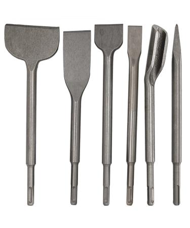 SDS Plus Hammer Drill Chisel Set  Rotary Hammer Bits Set Including Tile chisel  Grooving Chisel  Scrapping Chisel  Flat Chisel  Point Chisel  Scaling Chisel for Tile Masonry Concrete Brick Stone Work