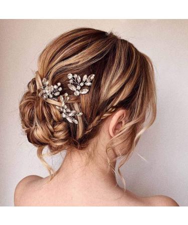 Jakawin Crystal Bride Wedding Hair Pins - Silver Bridal Flower Hair Accessories for Women - HP130 - Buy Online on GoSupps.com