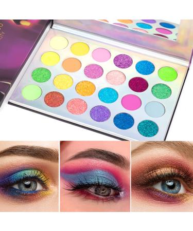Pozilan 24 Colors Glow in the Dark Glitter Eyeshadow Palette - Neon Fluorescent Eye Shadow for Halloween Makeup - Buy Online on GoSupps.com