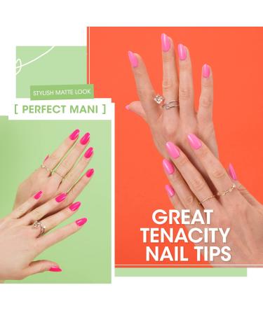 Vamony Press On Nails - 48Pcs Glossy Short Pink Solid Almond Fake Nails Kit for Women & Girls | Press-On Manicure Set with Prep Pad & Mini File - Perfect Christmas Gift - Buy Online on GoSupps.com