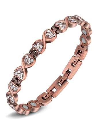 Jeracol Copper Bracelet for Women Infinite Love Design Copper Magnetic Bracelet with 3800 Guass Strength Magnets Adjustable Length with Sizing Tool in Gift Box(Love Crystal) Copper-love - Buy Online on GoSupps.com