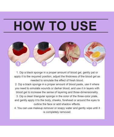  EONFAVE Halloween Kit for Artificial Blood Makeup Realistic Blood Gel and Cream 3 Colors Palette with Sponges Waterproof and Durable Perfect for Zombie and Injury Effects - Buy Online on GoSupps.com