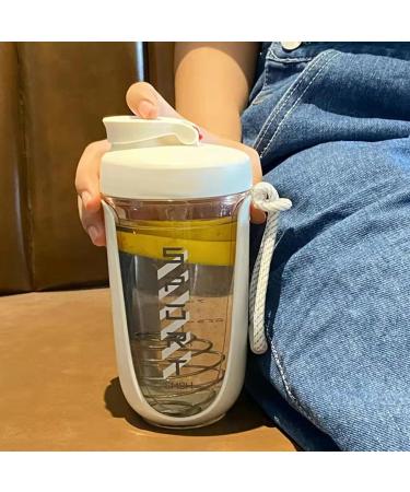 Protein Shaker Bottle Protein Powder Shaker Bottle Cup Mixer Bottle With Stirring Ball 600ml Workout Water Shaker Cup Anti Leak Water Cup With Scales Pre Workout Gym Bottle Shaker Bottle White - Buy Online on GoSupps.com