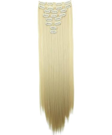 CAISHA by PRETTYSHOP XXL 24 8 Pieces Clip In Hair Extensions Platinum Blond #613 - Straight Hair Extension Set - Buy Online on GoSupps.com