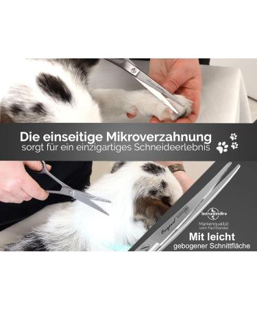 Premium 7-Inch German Stainless Steel Dog Hair Shears - Bent Fur Care Scissors with Micro Toothing for Dogs & Cats - Buy Online on GoSupps.com