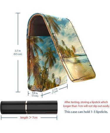 Travel Lipstick Organizer Case | Portable Makeup Bag with Mirror | Tropical Beach Sea View Design - Shop Now - Buy Online on GoSupps.com