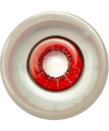 Charmiga Loco Red Colored Contact Lenses | Anime Crazy Red Annual Hydrogel Lenses | 0.0 Diopters | Carnival & Halloween Costume | 2 Lenses + Containers - Buy Online on GoSupps.com