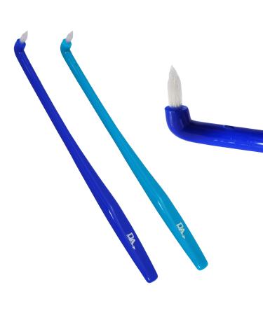 2 x Slim Interspace Toothbrush Blue Brushes for Orthodontic Braces & Bridges