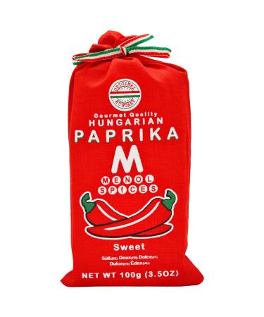 Menol Spices Authentic Hungarian Sweet Paprika Powder (Sweet 100g) Premium Gourmet Quality Produced in region of Szeged Hungary Vibrant Red Incredible Flavour - Buy Online on GoSupps.com