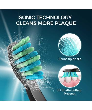 6 Pack Electric Toothbrush Replacement Heads for EasyClean Gum Health - Black - Buy Online on GoSupps.com