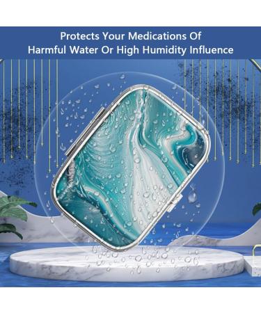 Portable 2-Compartment Pill Organizer | Ocean Marble Design | Unique Vitamin & Medicine Box Gift - Buy Online on GoSupps.com