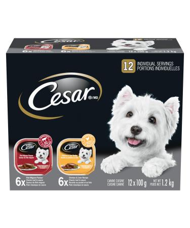 CESAR Adult Wet Dog Food Classic Loaf in Sauce Entr es - Filet Mignon - Chicken & Liver 100g Tray (12 Pack) Filet Mignon - Chicken & Liver 100 g (Pack of 12)