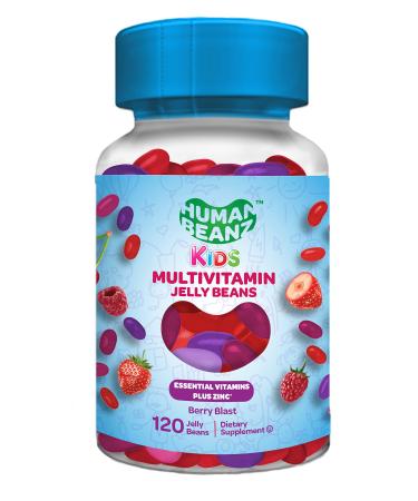 Human Beanz Multivitamin Jelly Bean Gummies with Zinc for Kids Immune Support Dietary Supplements Vegetarian 120 Berry Blast Jelly Beans Kosher