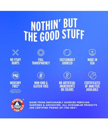 Oceanblue Essentials Brain Fuel 60ct Burpless Fish Oil High Potency Omega 3 DHA Supplement for Brain and Eye Support 1000 mg Tasty Orange Flavor 1 Month Supply - Buy Online on GoSupps.com